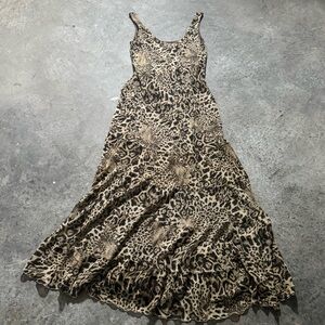 Jones New York Leopard Print Sleeveless Maxi Dress Size 8 Classic Glam Animal